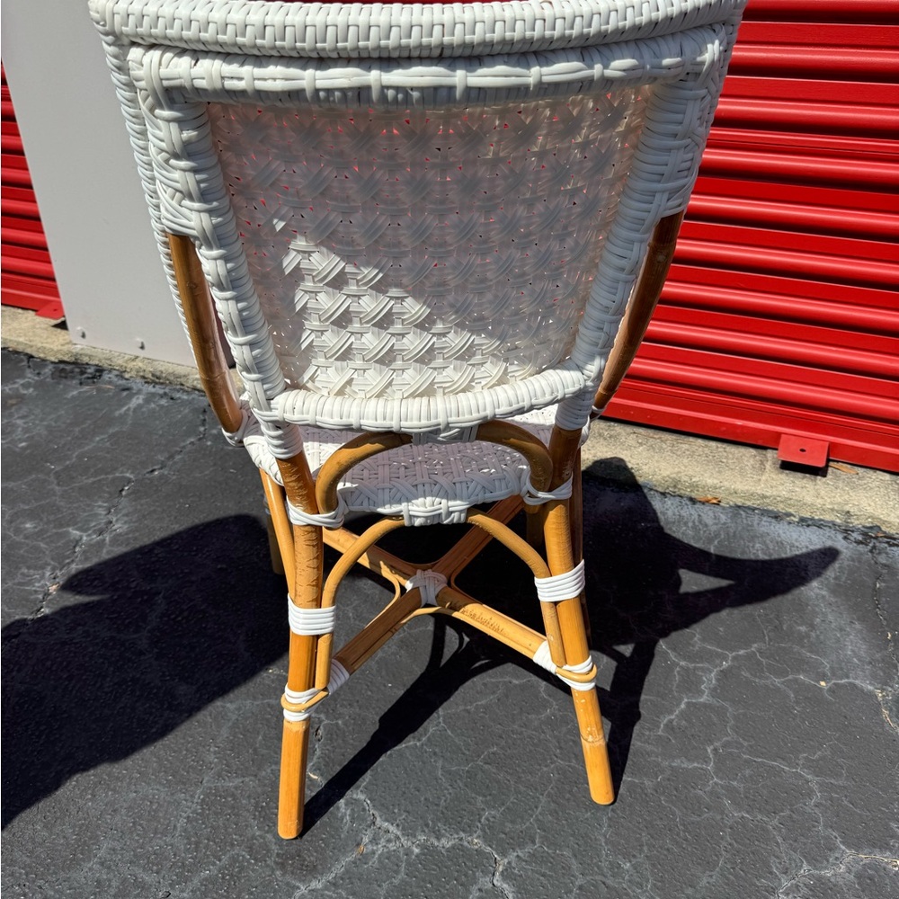 Chic Wicker Bar Stool in White and Tan